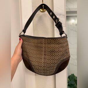 Coach Y2K Soho Signature Suede Canvas Boho Bag